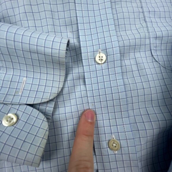 Brooks Brothers Button Up Dress Shirt 16.5 36 Blue Check Traditional Fit Cotton - Picture 9 of 10